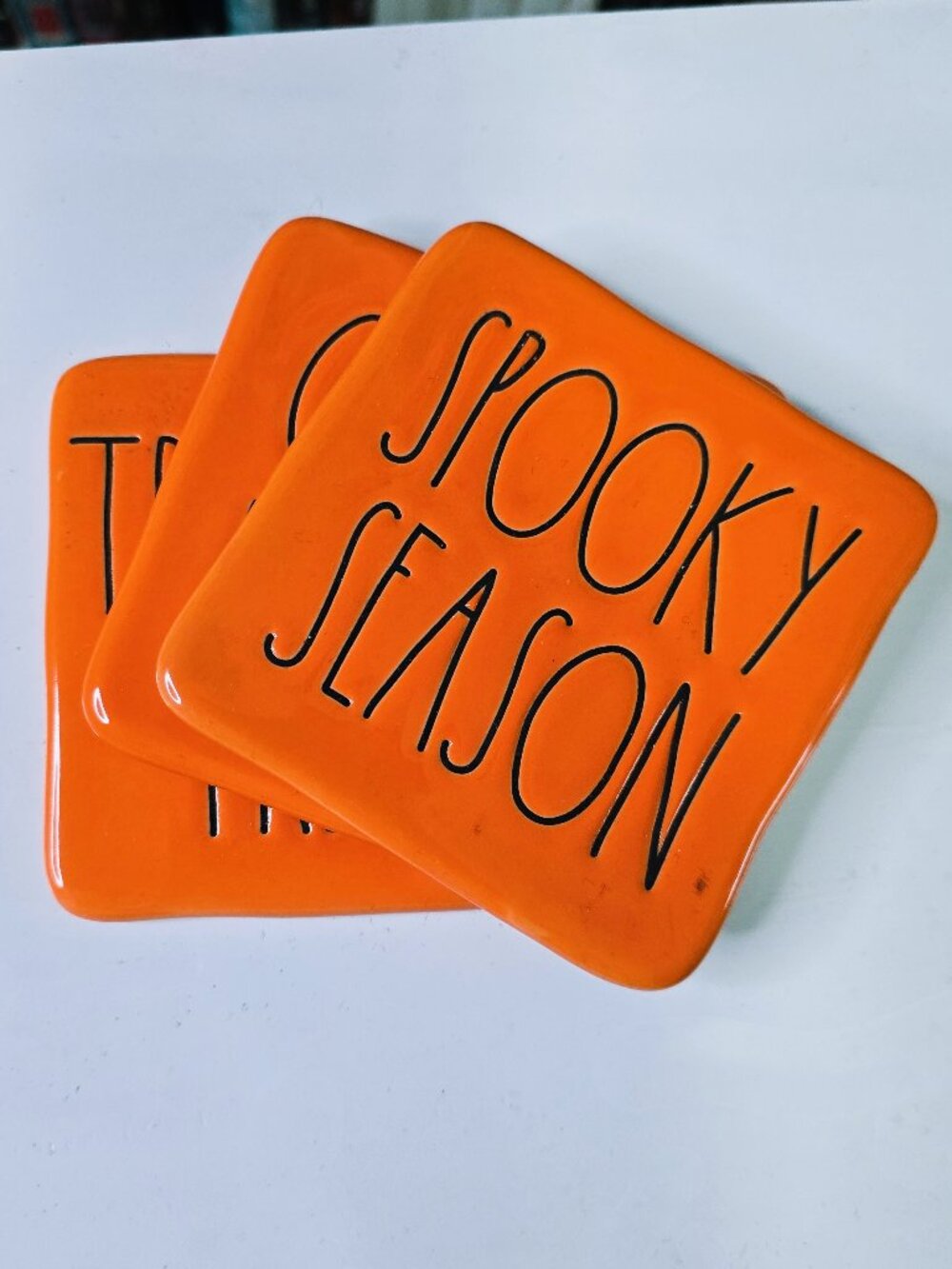 Rae Dunn Halloween coasters - 3 piece - Picture 3 of 5